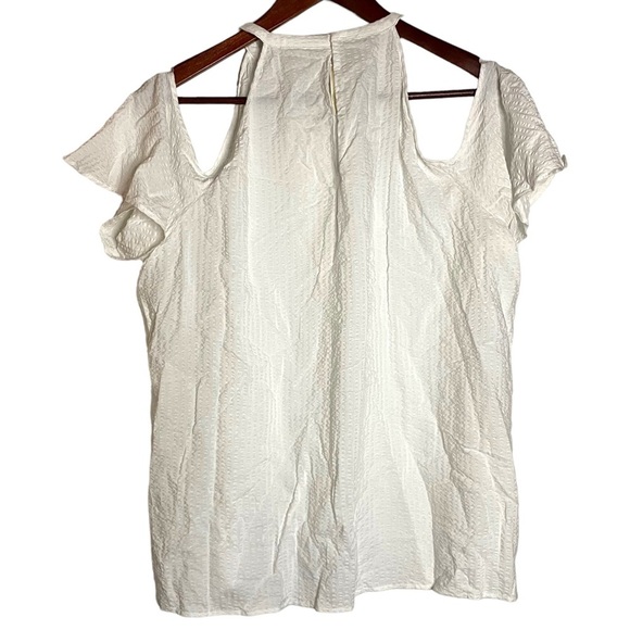 Michael Michael Kors White Textured Halter Neck Cold Shoulder Top Extra Large XL - Picture 4 of 16